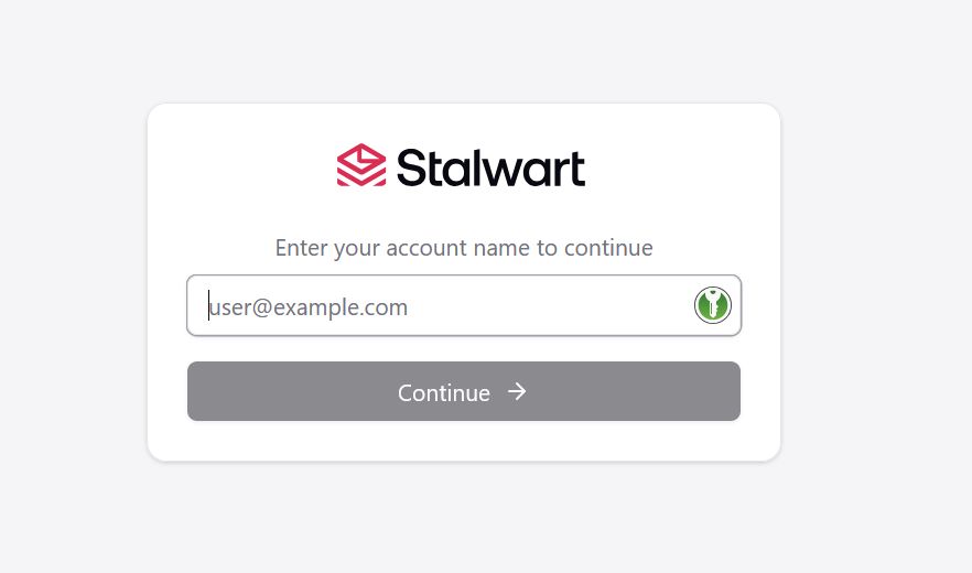 Stalwart Account-Seite im Browser